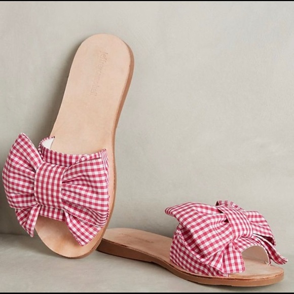 Jeffrey Campbell Shoes - 💙 2 for $45 Anthropologie Jeffrey Campbell gingham bow slip-on sandals size 8.5